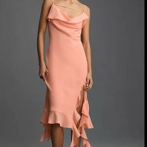 Anthropologie Mare Mare Elegant Peach Ruffle Dress